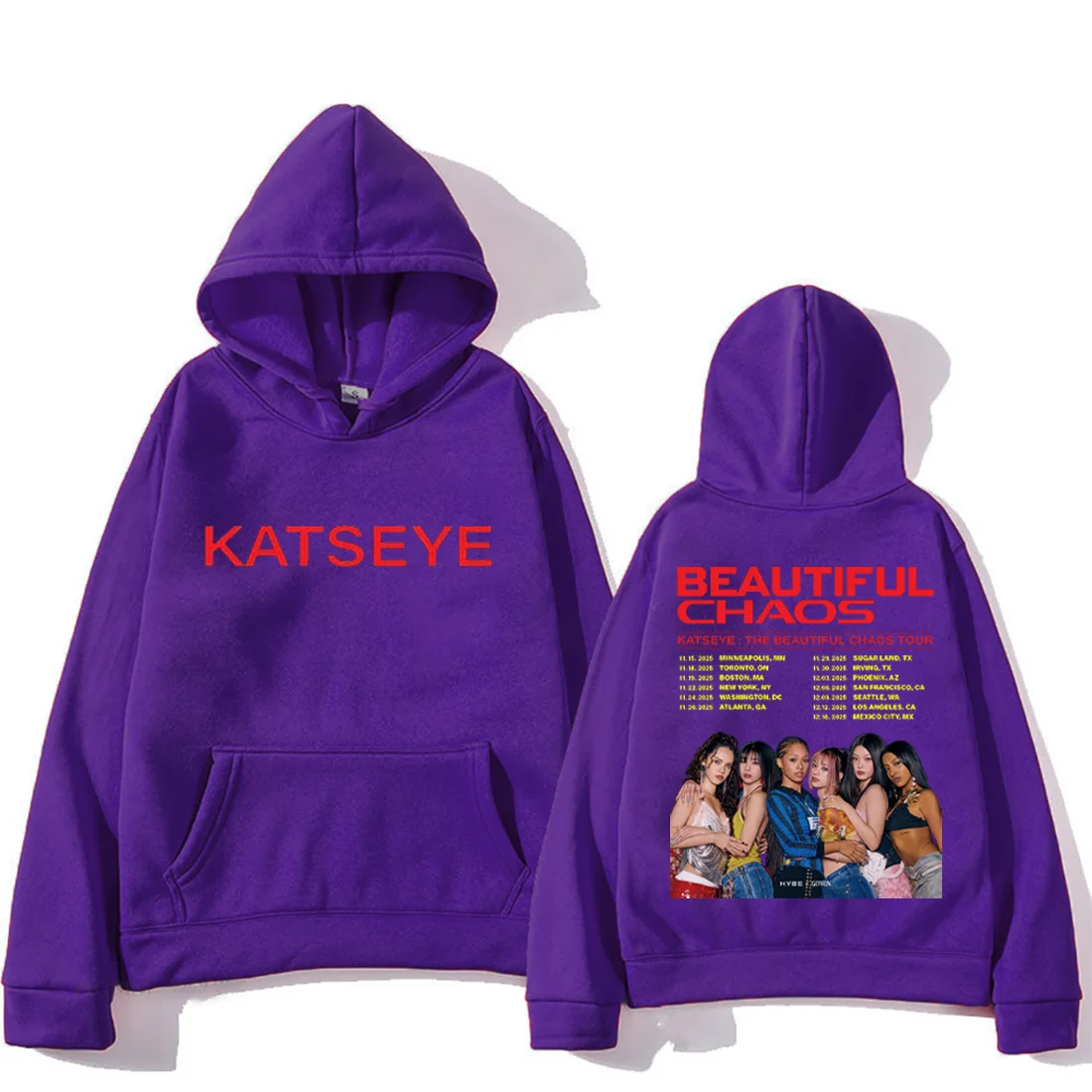 KATSEYE : THE BEAUTIFUL CHAOS TOUR Fashion pop Hoodie Men Women's vintage clothes Fleece Long sleeve pullovers oversized hoodies