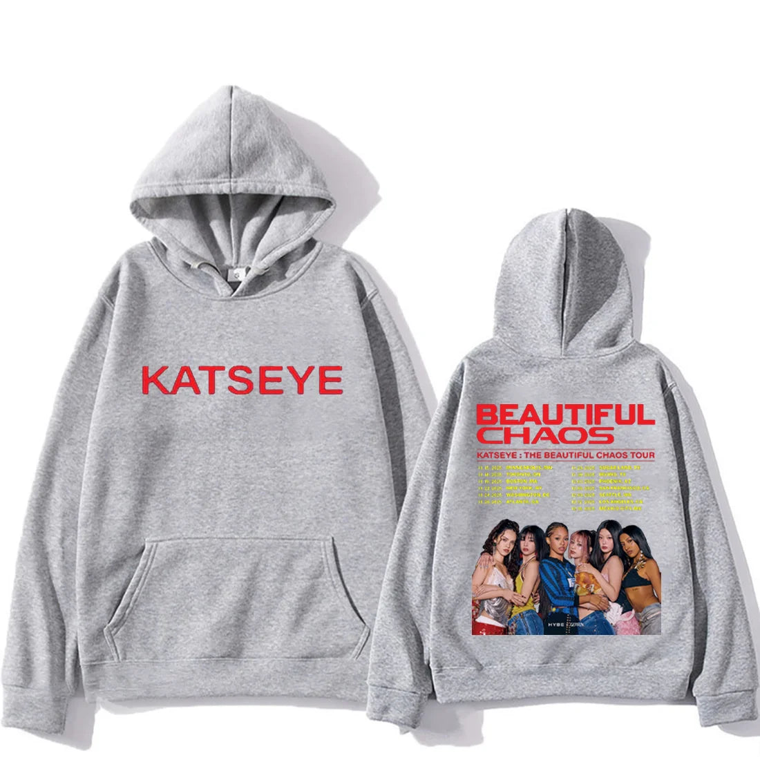 KATSEYE : THE BEAUTIFUL CHAOS TOUR Fashion pop Hoodie Men Women's vintage clothes Fleece Long sleeve pullovers oversized hoodies