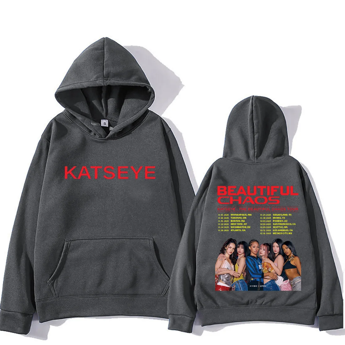 KATSEYE : THE BEAUTIFUL CHAOS TOUR Fashion pop Hoodie Men Women's vintage clothes Fleece Long sleeve pullovers oversized hoodies