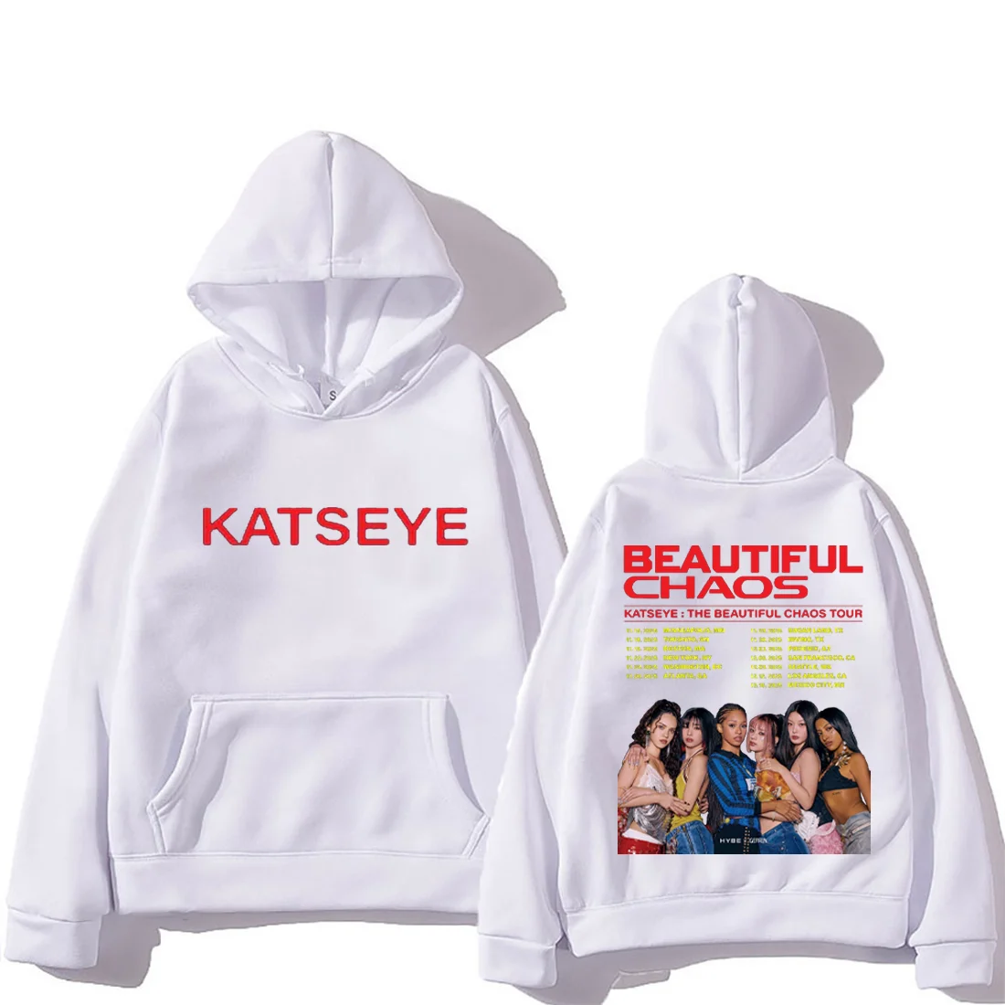 KATSEYE : THE BEAUTIFUL CHAOS TOUR Fashion pop Hoodie Men Women's vintage clothes Fleece Long sleeve pullovers oversized hoodies