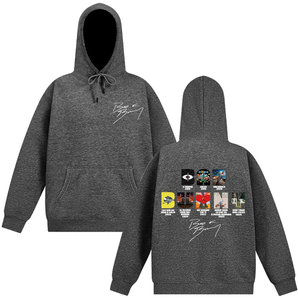 Bad Bunny Music Album Cover Graphic Hoodies Man And Woman Pullover Autumn Winter Fashion Long-sleeved Harajuku Sweatshirts