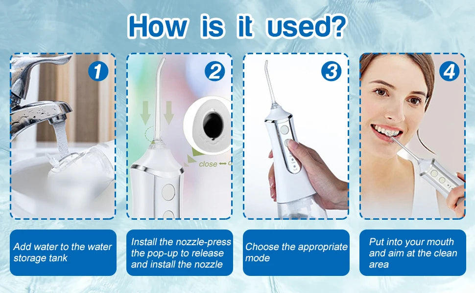 Water Flosser Teeth Picks, Cordless Portable Oral Irrigator, Powerful And Rechargeable Water Flosser For Teeth, Brace Care