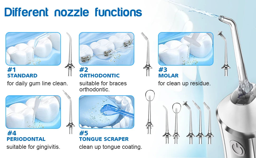 Water Flosser Teeth Picks, Cordless Portable Oral Irrigator, Powerful And Rechargeable Water Flosser For Teeth, Brace Care