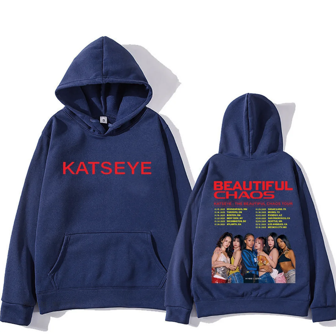 KATSEYE : THE BEAUTIFUL CHAOS TOUR Fashion pop Hoodie Men Women's vintage clothes Fleece Long sleeve pullovers oversized hoodies