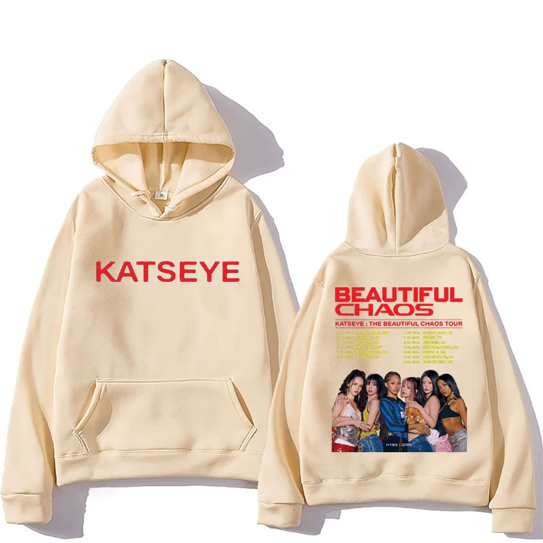 KATSEYE : THE BEAUTIFUL CHAOS TOUR Fashion pop Hoodie Men Women's vintage clothes Fleece Long sleeve pullovers oversized hoodies