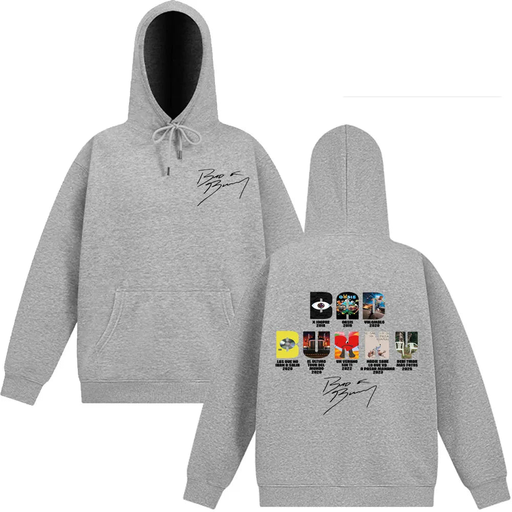 Bad Bunny Music Album Cover Graphic Hoodies Man And Woman Pullover Autumn Winter Fashion Long-sleeved Harajuku Sweatshirts
