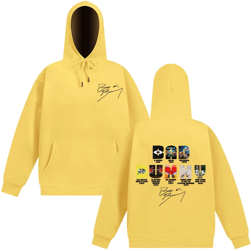 Bad Bunny Music Album Cover Graphic Hoodies Man And Woman Pullover Autumn Winter Fashion Long-sleeved Harajuku Sweatshirts