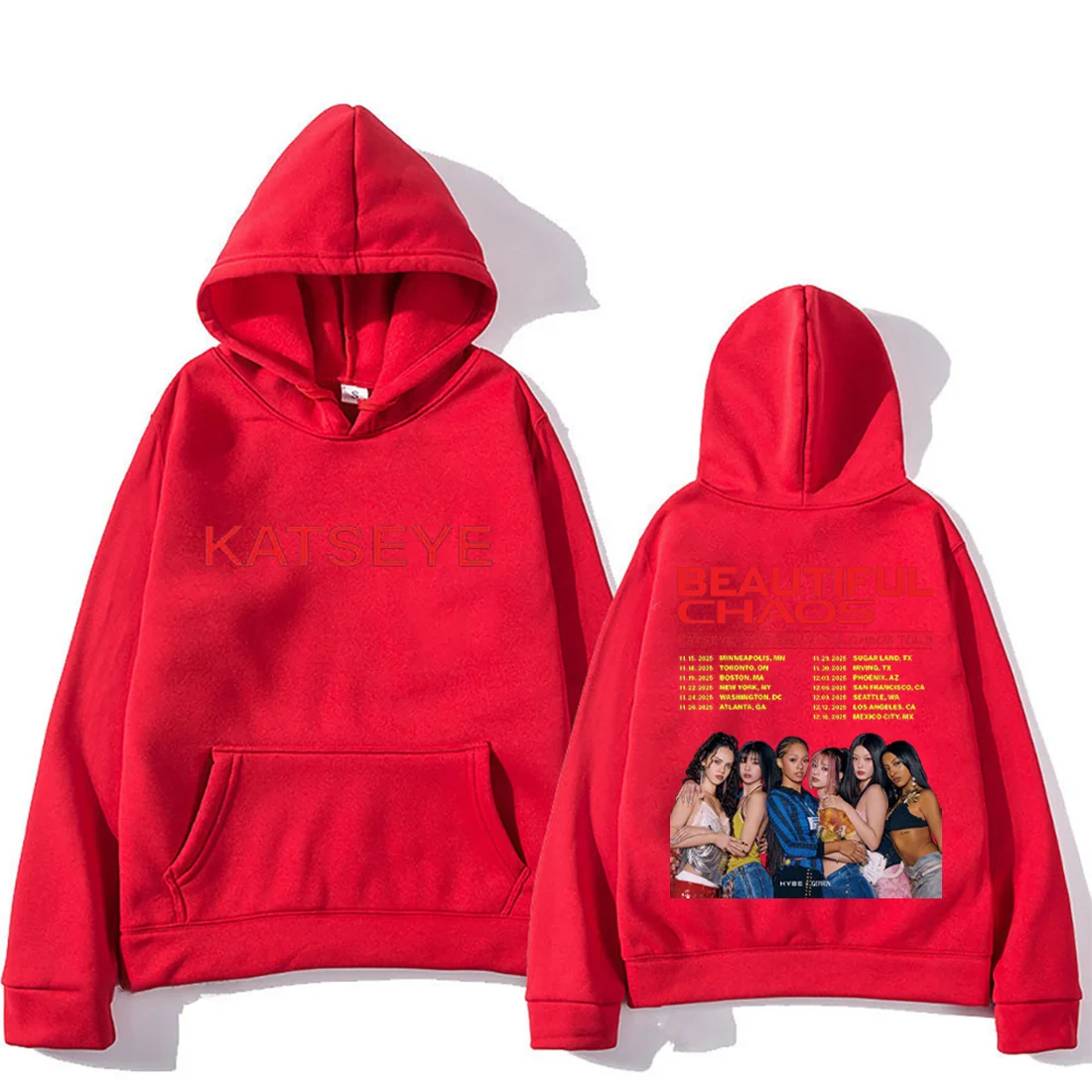 KATSEYE : THE BEAUTIFUL CHAOS TOUR Fashion pop Hoodie Men Women's vintage clothes Fleece Long sleeve pullovers oversized hoodies