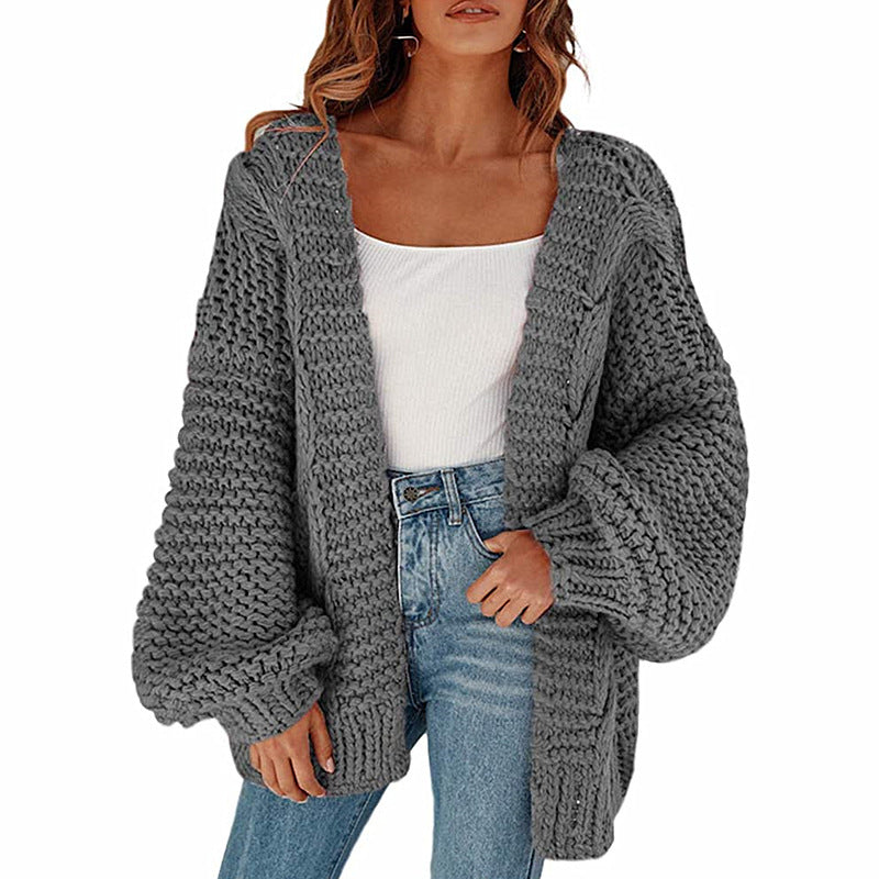 Loose casual lantern long sleeve cardigan