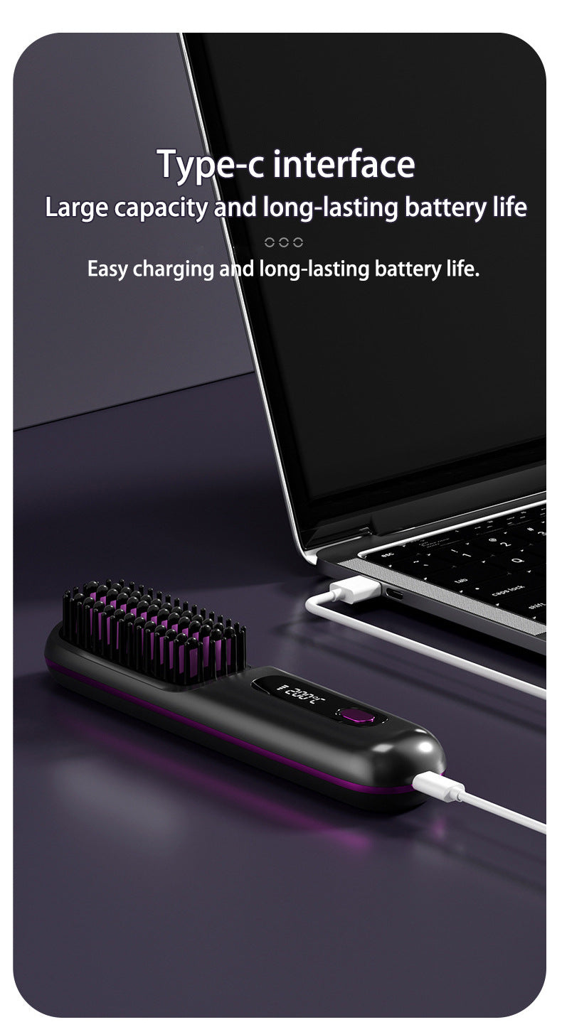 2 In 1 Straight Hair Comb Wireless Hair Straightener