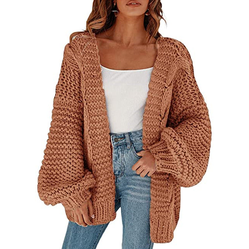 Loose casual lantern long sleeve cardigan