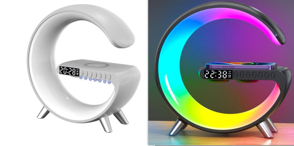 Intelligent G Shaped LED Lamp Bluetooth Speaker Wireless Charger Atmosphere Lamp App Control