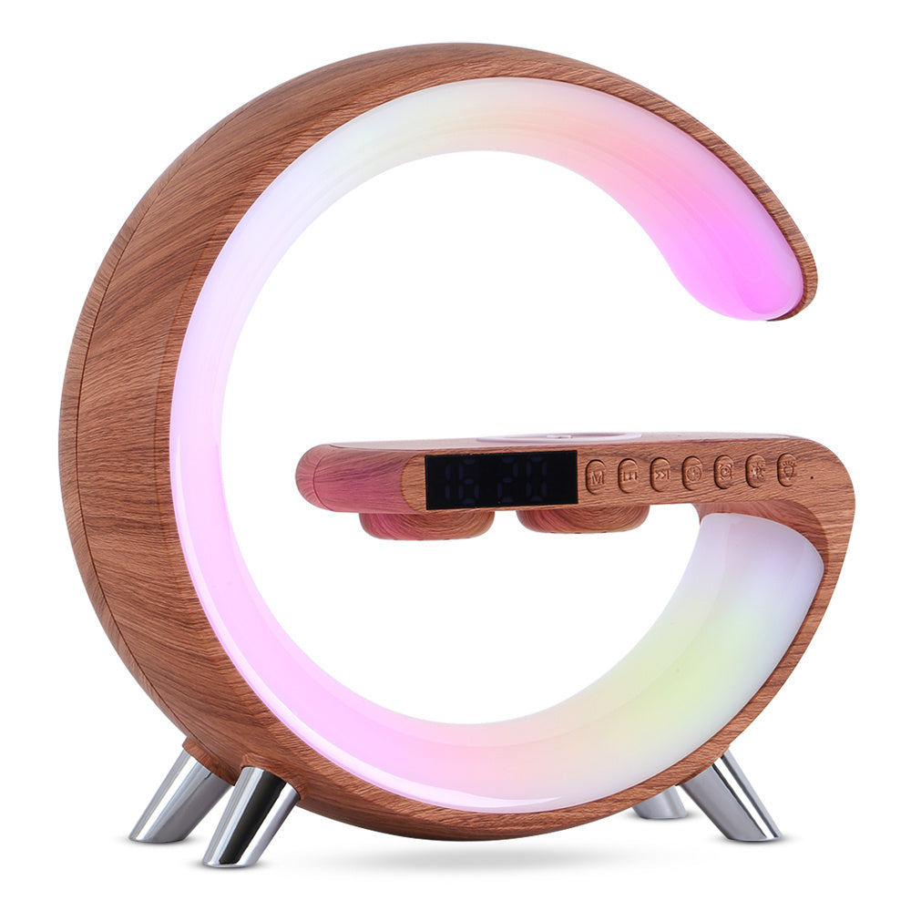 Intelligent G Shaped LED Lamp Bluetooth Speaker Wireless Charger Atmosphere Lamp App Control