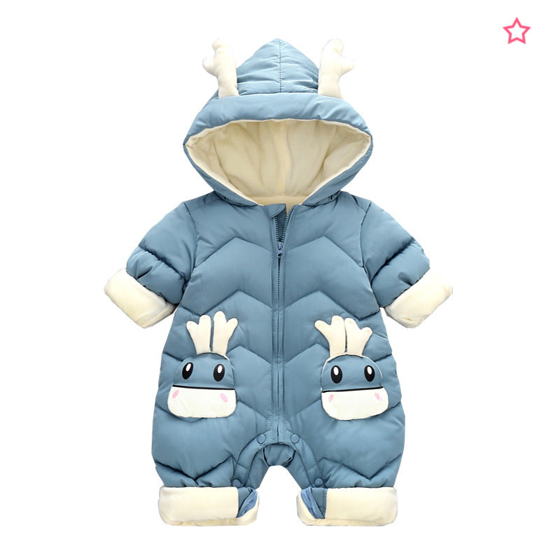 Baby Winter Snowsuit Plus Velvet Thick Baby Boys Jumpsuit 0-3 Years Newborn Romper