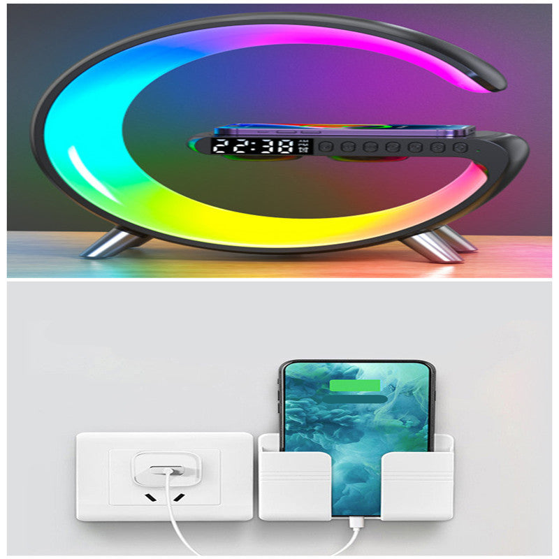 Intelligent G Shaped LED Lamp Bluetooth Speaker Wireless Charger Atmosphere Lamp App Control