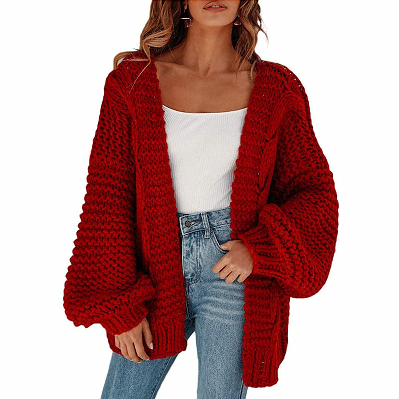 Loose casual lantern long sleeve cardigan