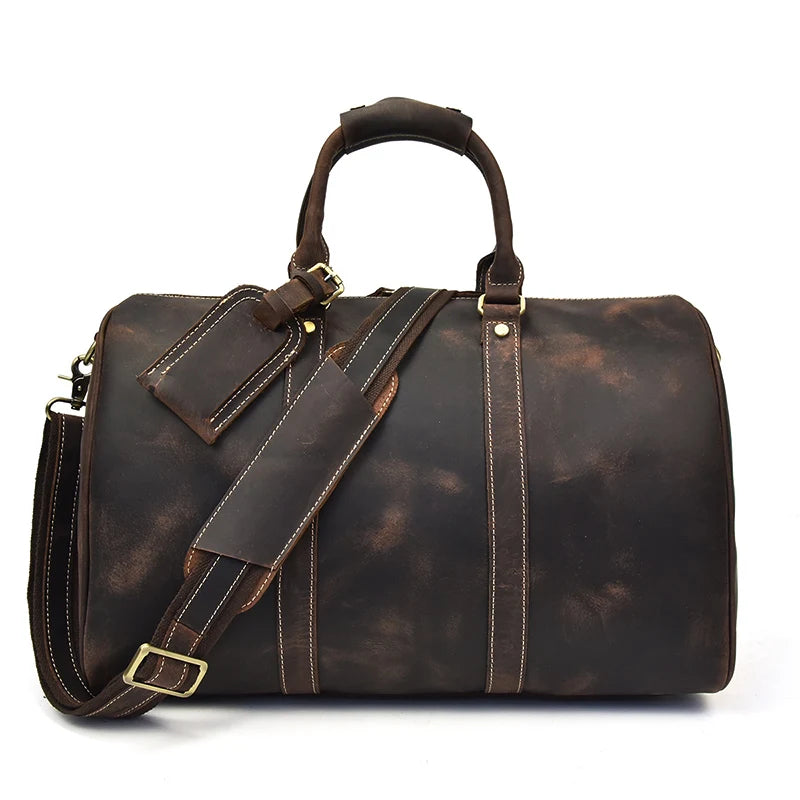 Vintage Men Genuine Leather Travel Bag