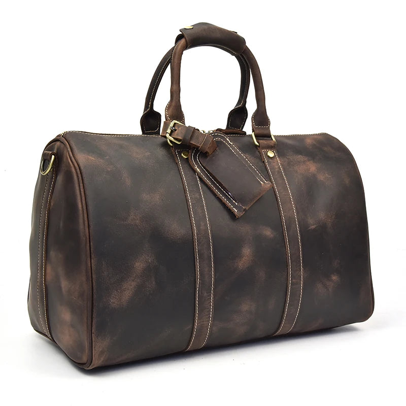 Vintage Men Genuine Leather Travel Bag