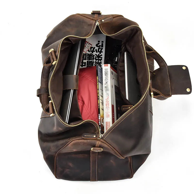 Vintage Men Genuine Leather Travel Bag