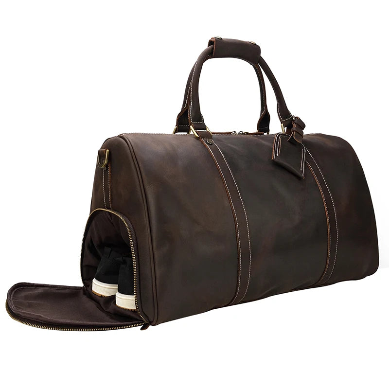 Vintage Men Genuine Leather Travel Bag