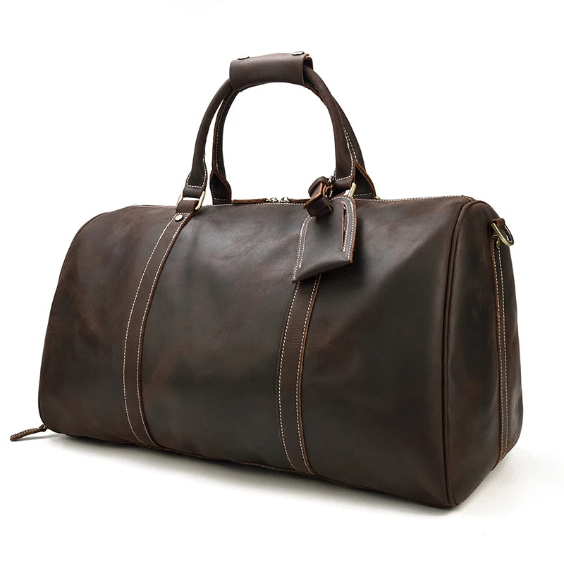 Vintage Men Genuine Leather Travel Bag