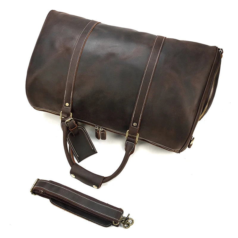 Vintage Men Genuine Leather Travel Bag