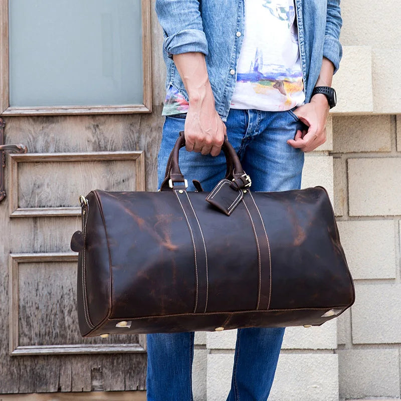 Vintage Men Genuine Leather Travel Bag