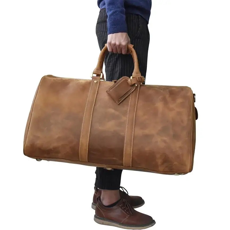 Vintage Men Genuine Leather Travel Bag