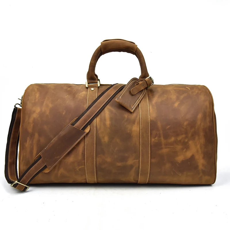 Vintage Men Genuine Leather Travel Bag