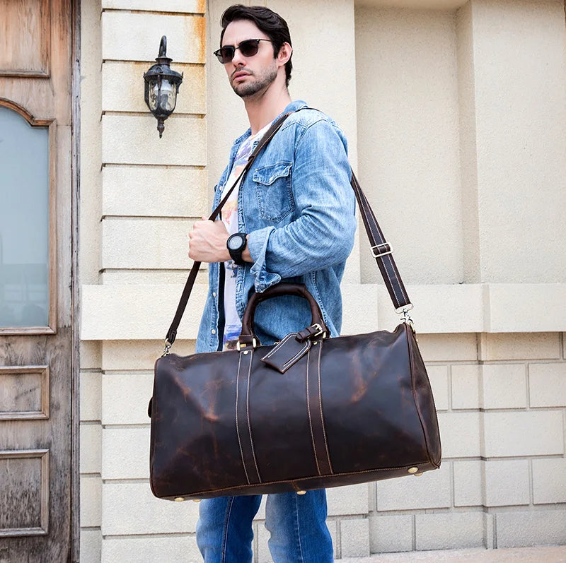 Vintage Men Genuine Leather Travel Bag