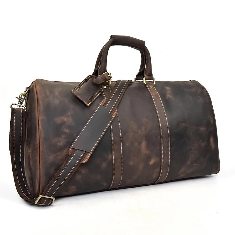 Vintage Men Genuine Leather Travel Bag