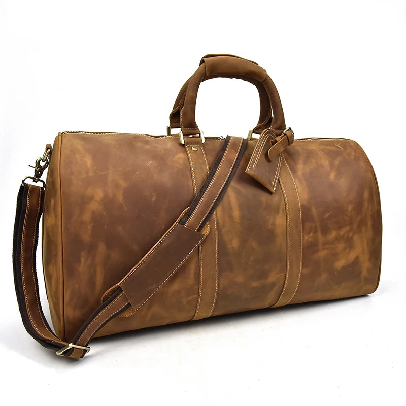 Vintage Men Genuine Leather Travel Bag