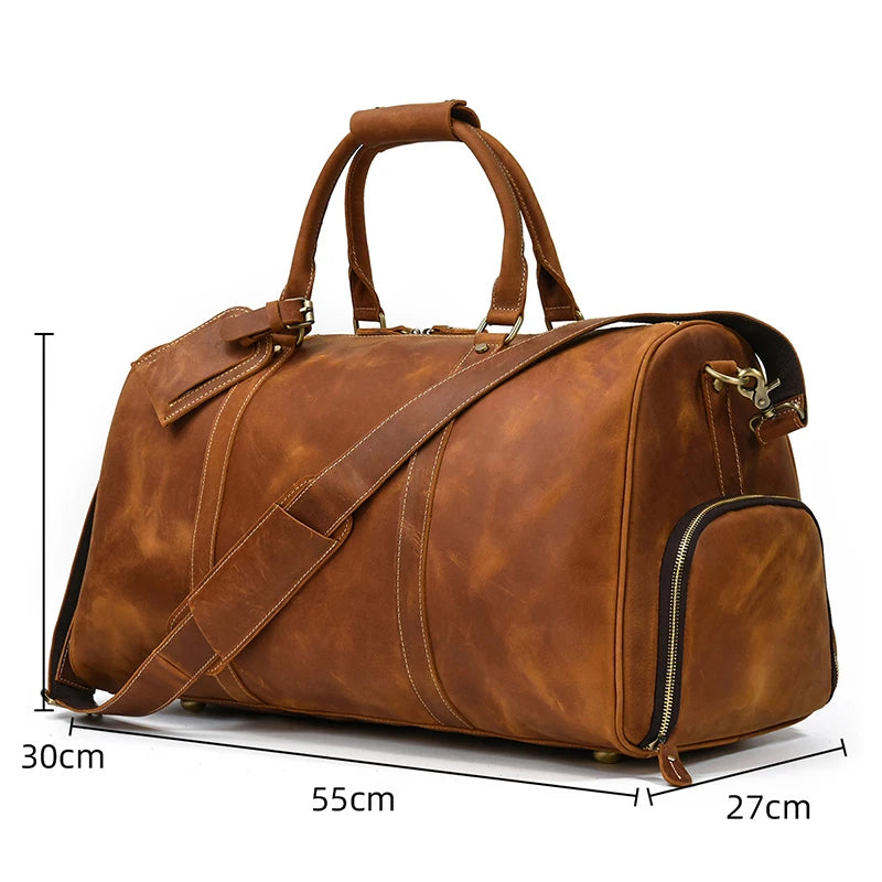 Vintage Men Genuine Leather Travel Bag