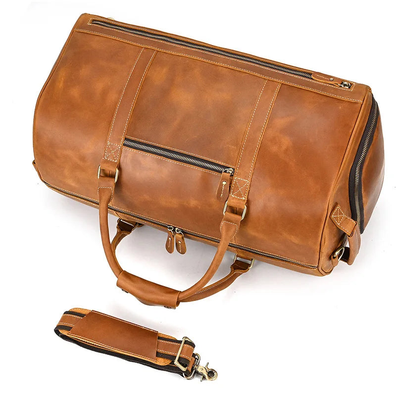 Vintage Men Genuine Leather Travel Bag