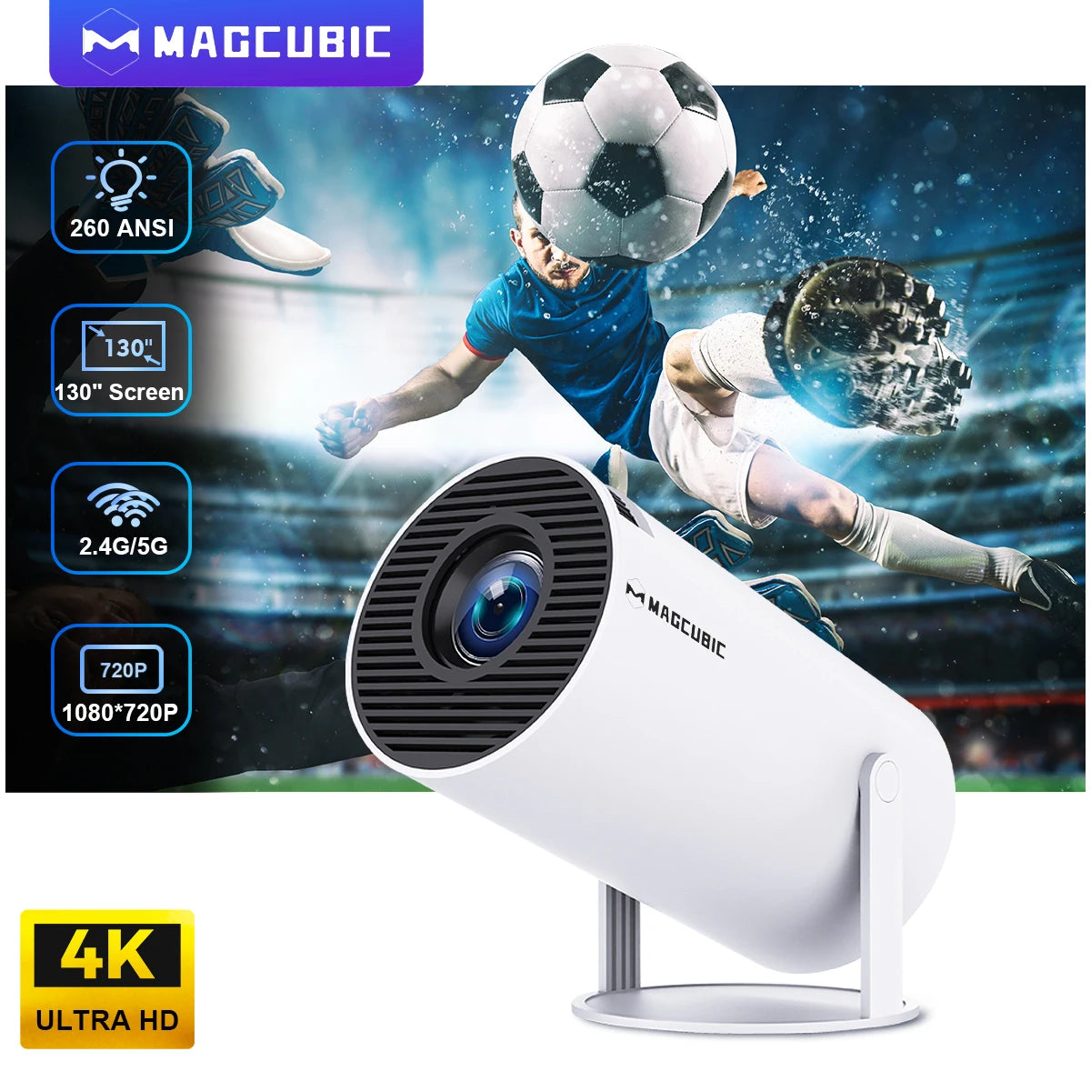 Projector Android 11 4K 1280*720P HY300 Dual Wifi 260ANSI 180°flexible BT5.0 Cinema Outdoor Portable Projetor