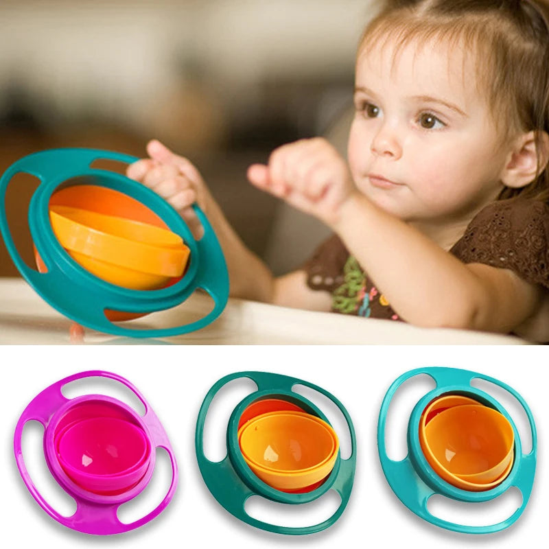 Universal Baby Feeding Dish Cute Baby Gyro Bowl 360 Rotate Spill-Proof Bowl