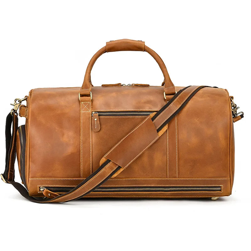 Vintage Men Genuine Leather Travel Bag