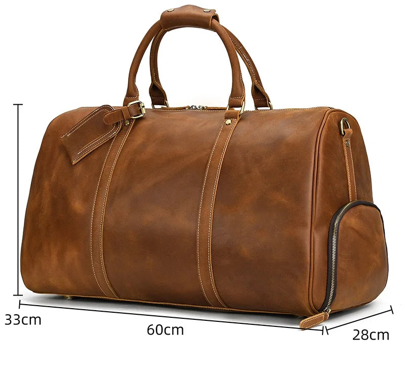 Vintage Men Genuine Leather Travel Bag