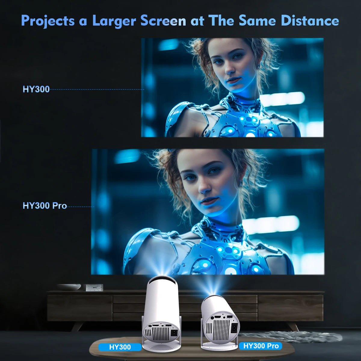 Projector Android 11 4K 1280*720P HY300 Dual Wifi 260ANSI 180°flexible BT5.0 Cinema Outdoor Portable Projetor