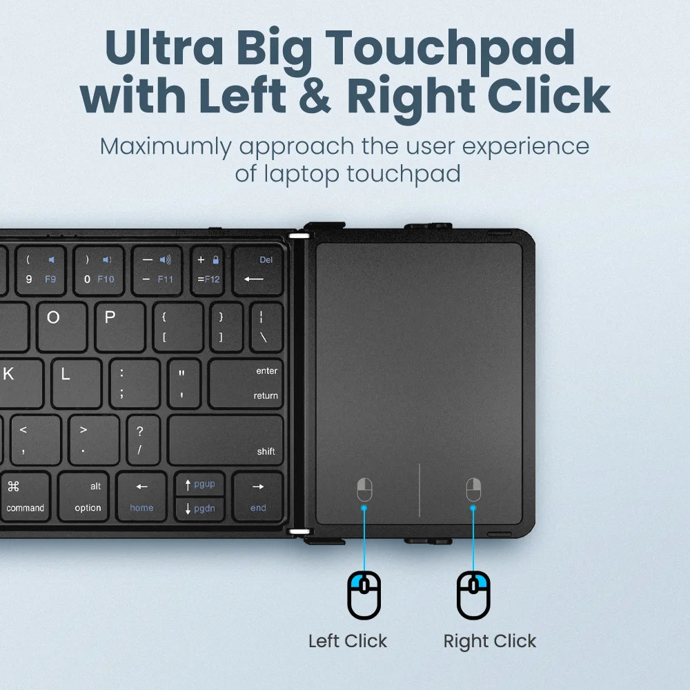 Bluetooth Wireless Folding Phone Keyboard with Touchpad Rechargeable