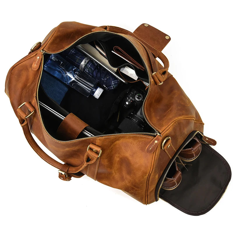 Vintage Men Genuine Leather Travel Bag