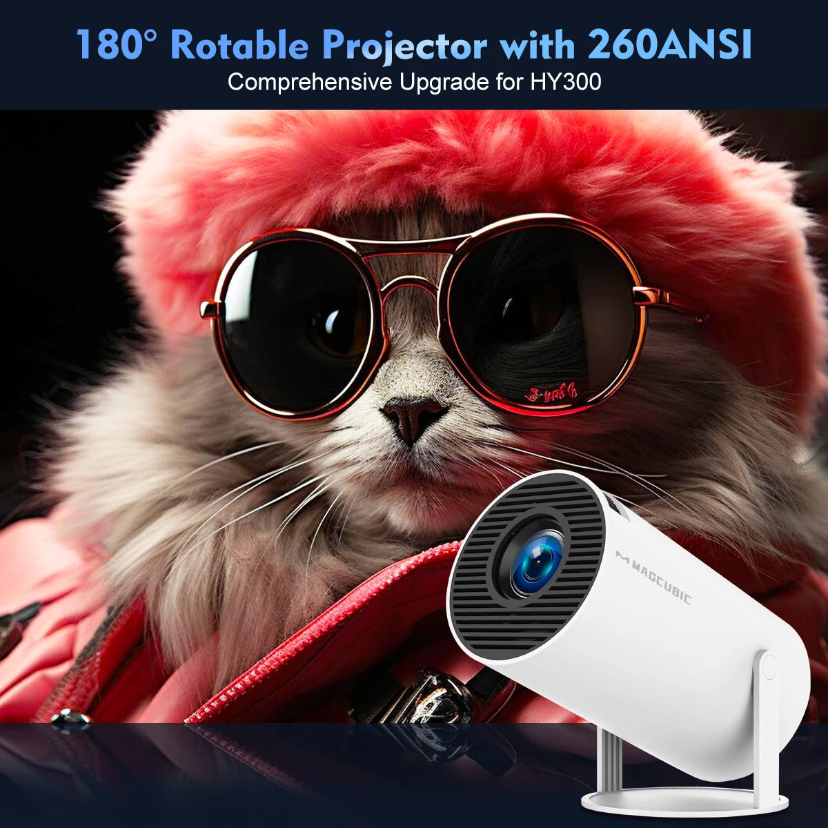 Projector Android 11 4K 1280*720P HY300 Dual Wifi 260ANSI 180°flexible BT5.0 Cinema Outdoor Portable Projetor