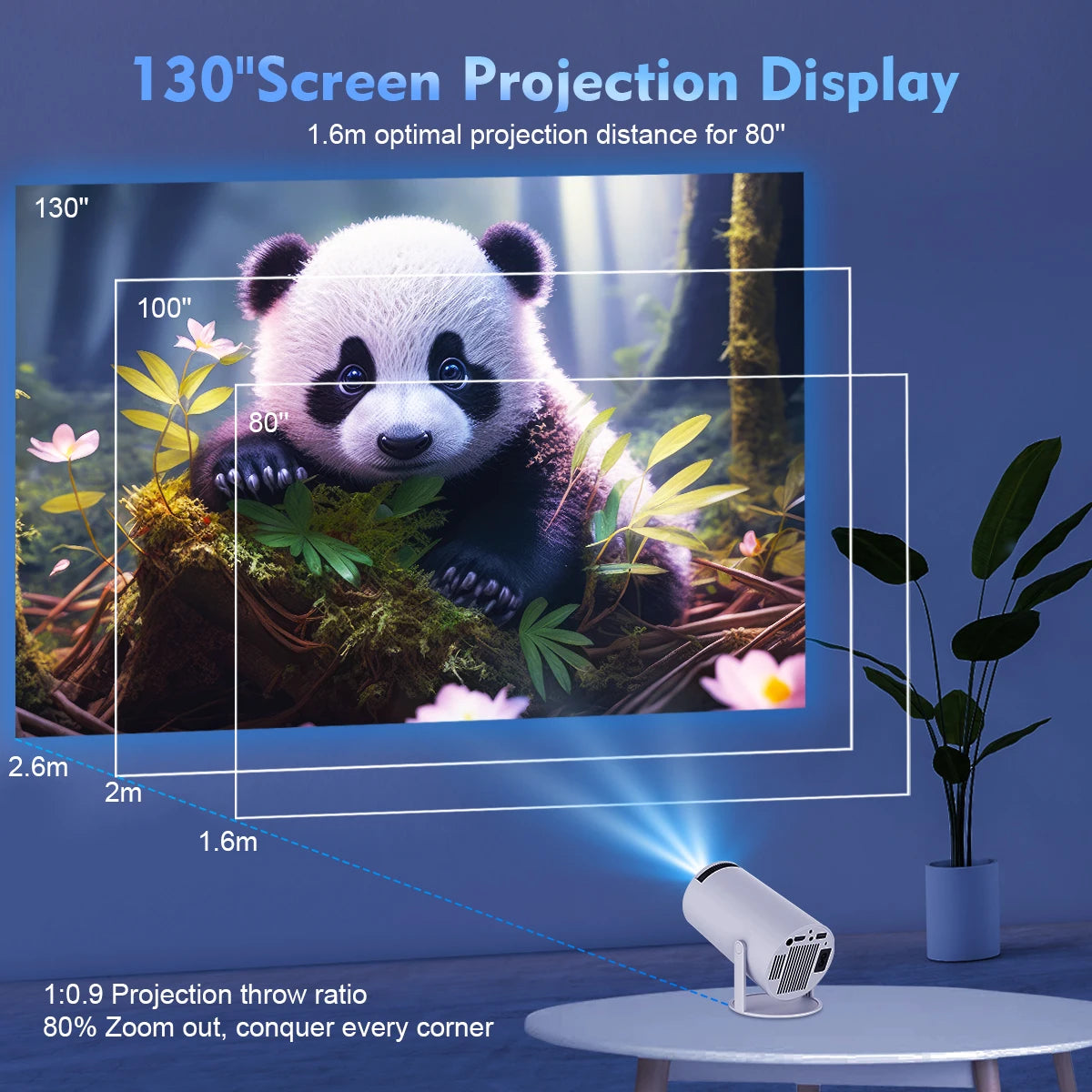 Projector Android 11 4K 1280*720P HY300 Dual Wifi 260ANSI 180°flexible BT5.0 Cinema Outdoor Portable Projetor