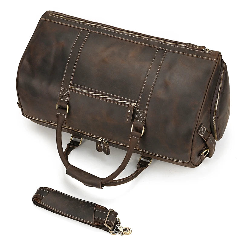 Vintage Men Genuine Leather Travel Bag