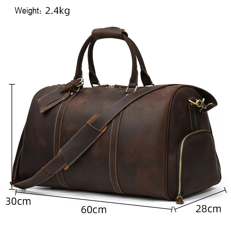 Vintage Men Genuine Leather Travel Bag