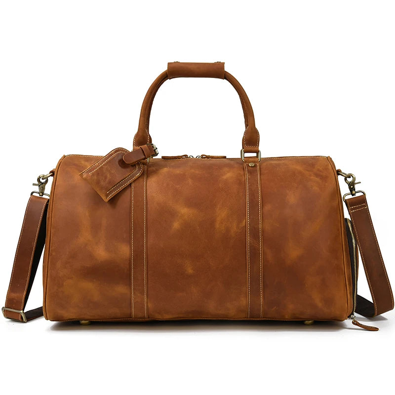 Vintage Men Genuine Leather Travel Bag