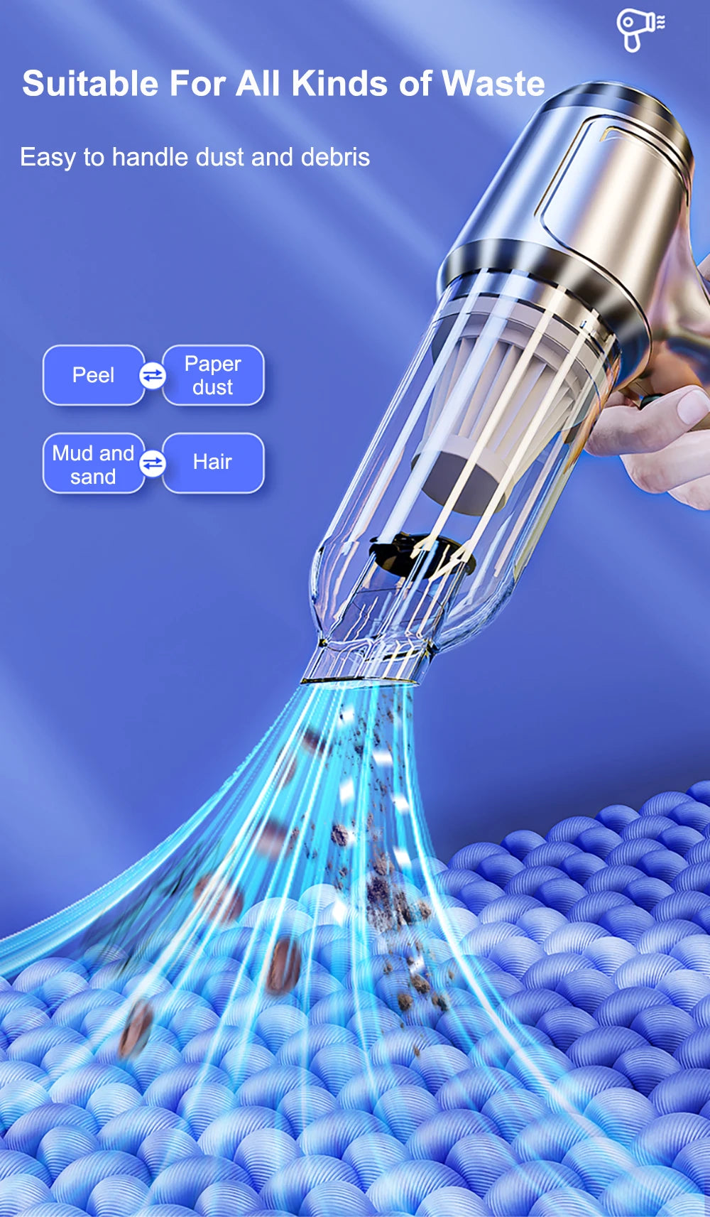 Car Vacuum Cleaner Strong Suction Cleaning Mini Machine Wireless Portable Handhled Blower