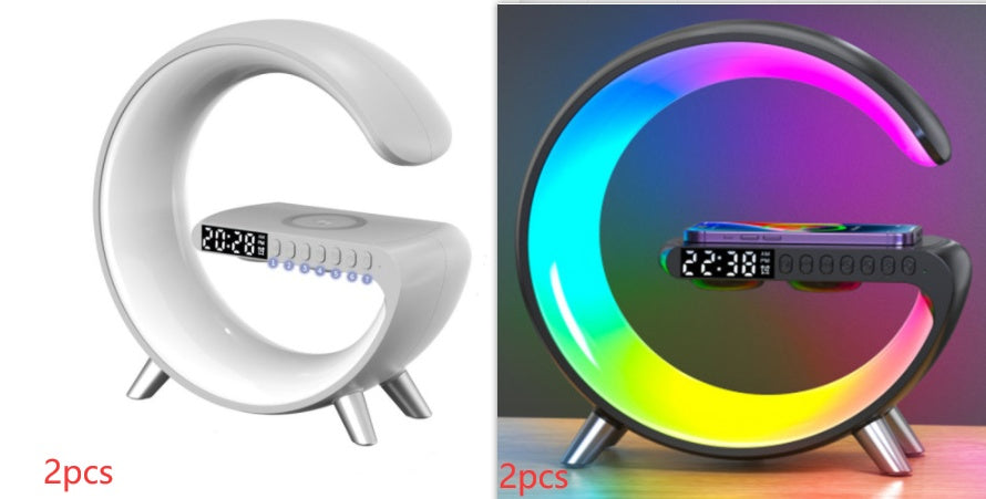 Intelligent G Shaped LED Lamp Bluetooth Speaker Wireless Charger Atmosphere Lamp App Control