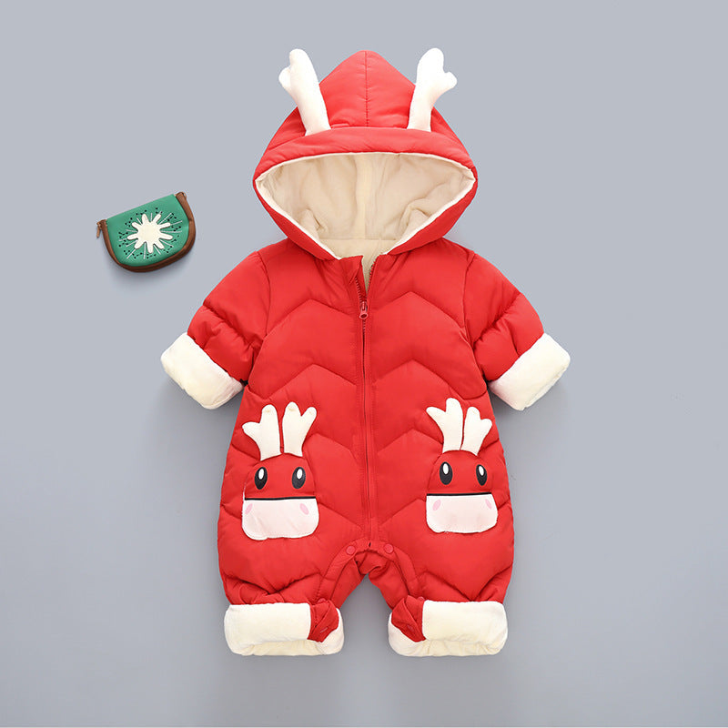 Baby Winter Snowsuit Plus Velvet Thick Baby Boys Jumpsuit 0-3 Years Newborn Romper