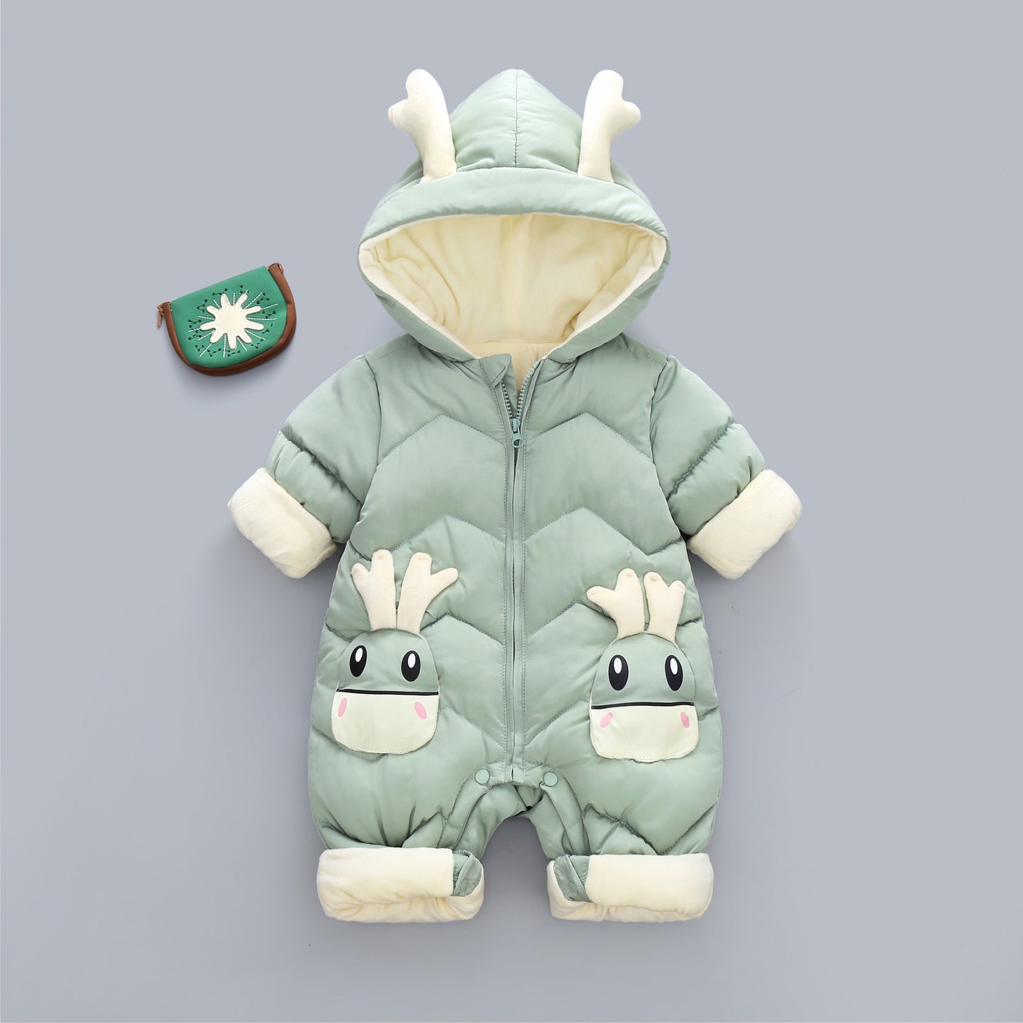 Baby Winter Snowsuit Plus Velvet Thick Baby Boys Jumpsuit 0-3 Years Newborn Romper